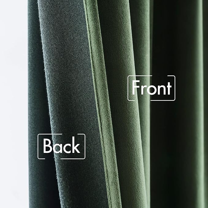 MIULEE Velvet Curtains 52x120 inches 2 Panels Olive Green Blackout Curtains | - Image 6