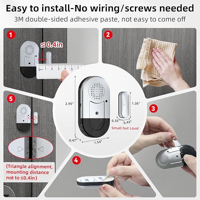 Sanjie Door Window Alarms - 5 Pack,125dB,Volume Control,Window Door Open Alarm Sensors for Kids Safety/Dementia/Pool,Wireless Sensors Keep Your Home Security,Easy to Install,Long Battery Life