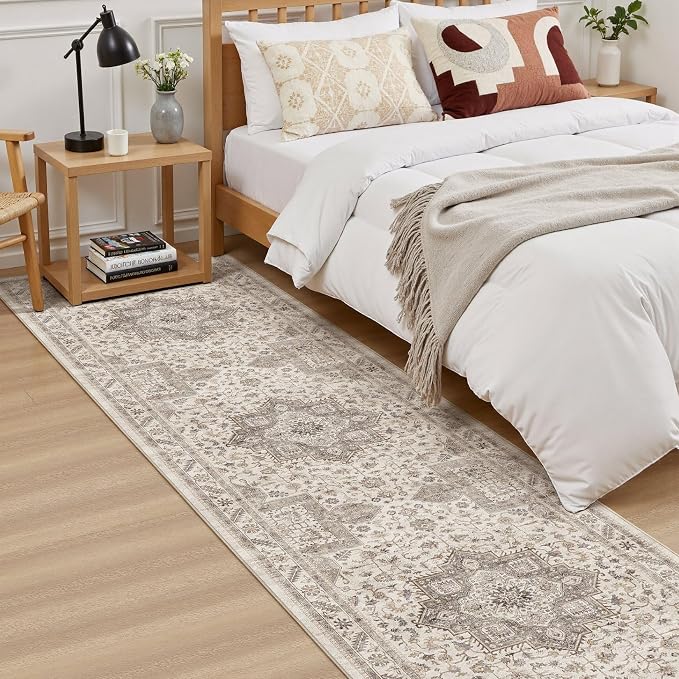 cotiled 2x6 Hallway Runner Rug for Entryway, Non-Slip Vintage, Light Brown | - Image 4