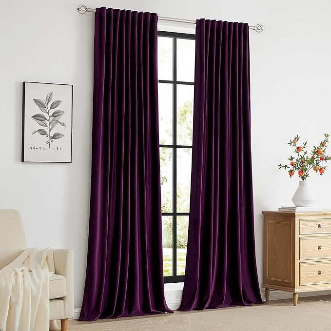 PRIMROSE Purple Velvet Curtains 108 inch Long - Image 7