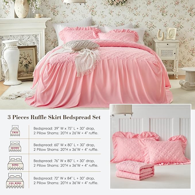 Ruffle Skirt Bedspread Set Flower Style - Image 9