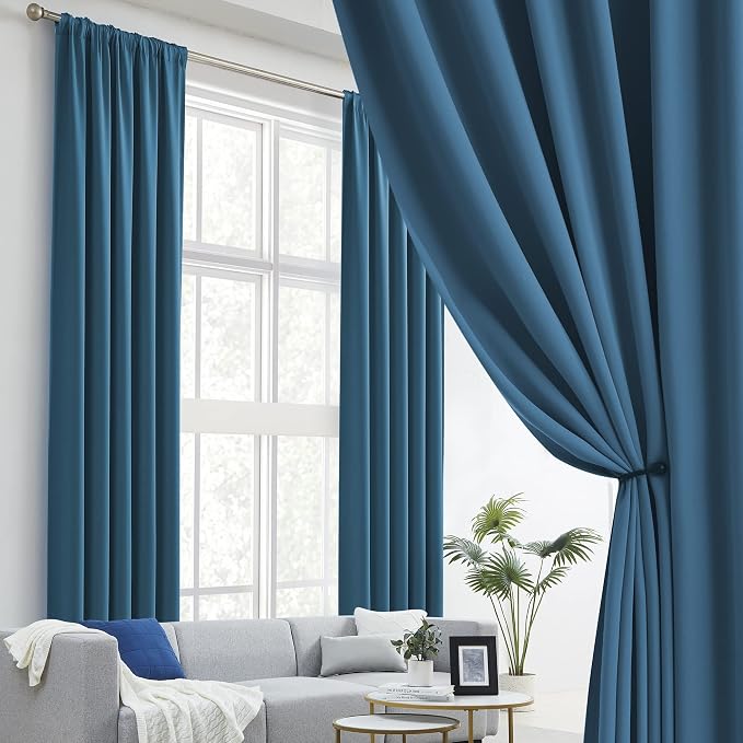 Extra Long Blackout Curtains - 11 ft Length High Ceiling Thermal Insulated Back by DUALIFE