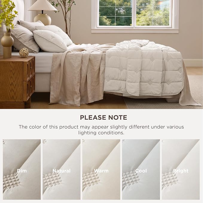 Bedsure Lightweight Queen Comforter Set – Beige Prewashed Soft Bedding - Image 8