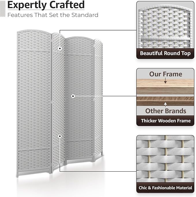 Sorbus 4 Panel Room Divider 6 ft. Tall - Image 3