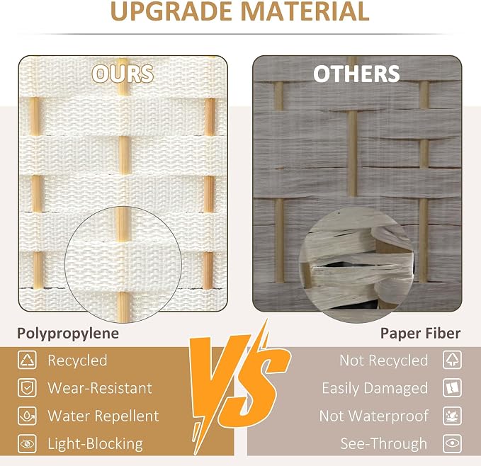 HOMCOM Room Divider Folding Privacy Screen 5.6' Tall Home Office White | - Image 3