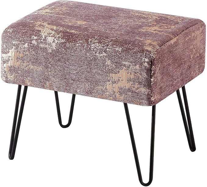 Home Soft Things Jacquard Chenille Ottoman, Kasula-Light Brown, Fuzzy Entry Way by HomeSoftThings
