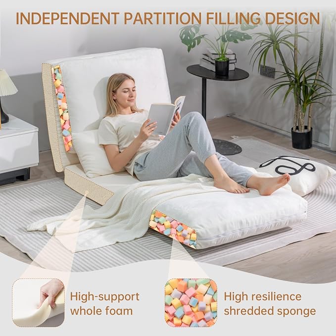 Cvortll 4-in-1 Folding Sofa Bed, Memory Foam Bean Bag Chair, Large Convertible - Image 7