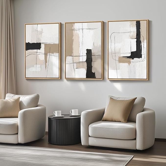 Large Framed Neutral Abstract Wall Art - Image 5