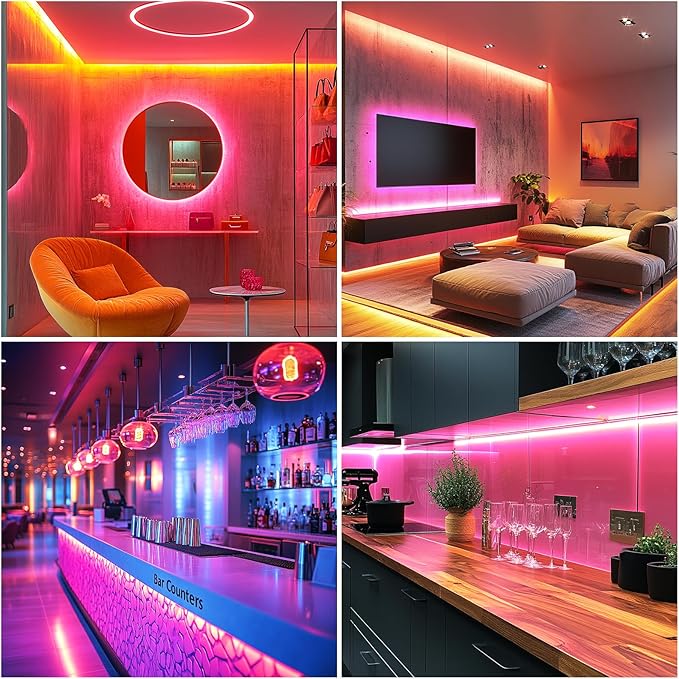 UVTaoYuan Short Led Strip Lights Pink 5V USB LED Lighting COB LED Strip Pink Flexible LED Tape Light Not Dimmable Small led, for Display Cabinet, Home DIY Lighting Room Decor TV Lights (3.28FT/1M)