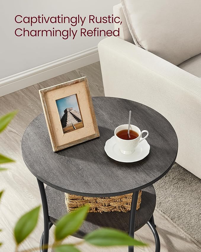 VASAGLE 21.7-Inch Round Side Table, 2-Tier End Table | Nightstand - Image 4