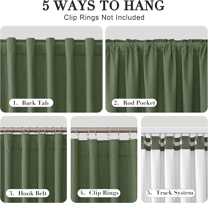 Joywell 100% Blackout Linen Curtains 72 Inch - Image 3