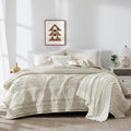 WDCOZY Beige Boho Oversized California Cal King Size Quilt Bedding Set by WDCOZY