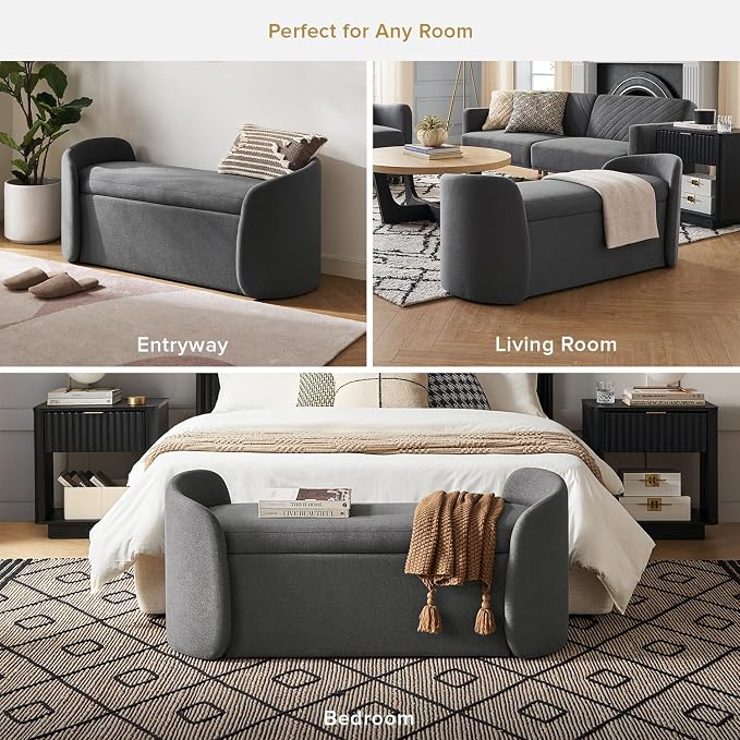 mopio Sophie 51" Ottoman Storage Bench, Entryway and Window Seating, End of Bed - Image 5