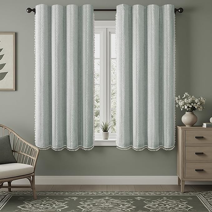 Teal 100% Boho Blackout Curtains 63 Inch 2 Panels by Unknown