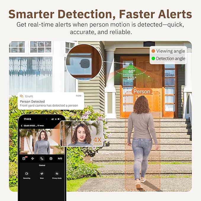 Girafit 3MP 2K Window Camera,2.4GHz&5GHz WiFi Indoor Cameras for Home Security 2 Pack with ChroMax Al Color Night Vision,Person & Motion Detection,24/7 Recording,Easy&Quick Install