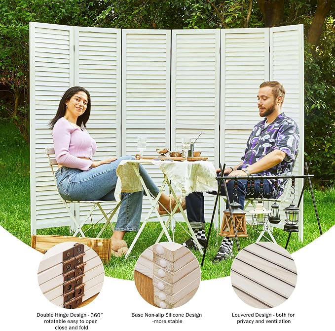 Room Dividers and Folding Privacy Screens, Wood Louvered Separators Divider Wall - Image 2