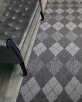 Custom Length Hallway Runner Rug,Slip Resistant,Squares Anthracite, 26 Inch X 18 feet, Sold and Priced Per Foot