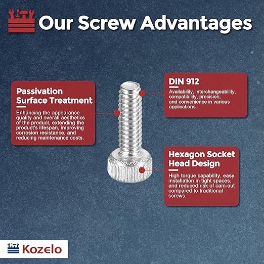 Kozelo 100pcs Socket Head Cap Screws - [M2-0.4 x 6mm] 304 Stainless Steel Allen Socket Drive for Electrical Motor 3D Printing Fan Engine Replacement Use, Silver