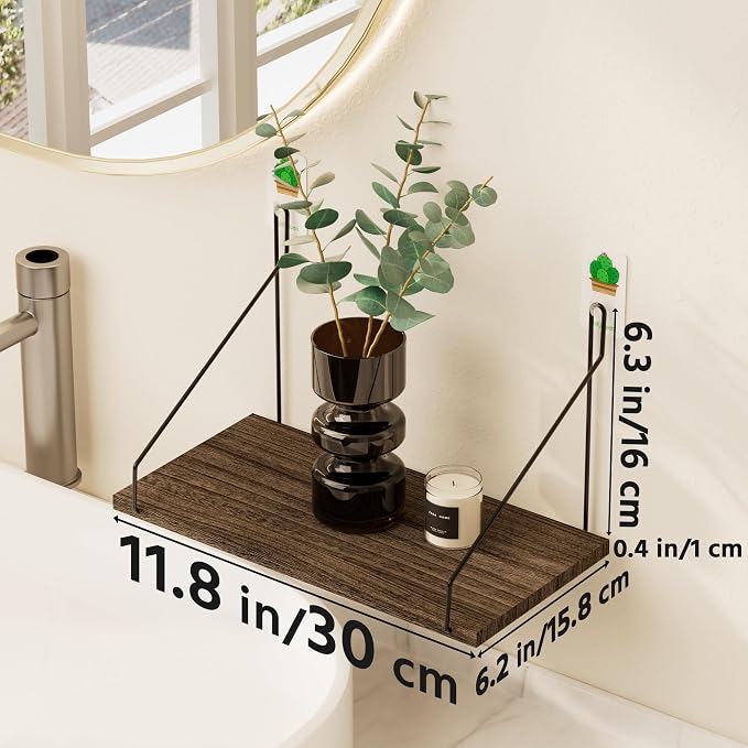Elevate Your Space with Rustic Wood Floating Shelves Set of 3- Perfect - Image 3