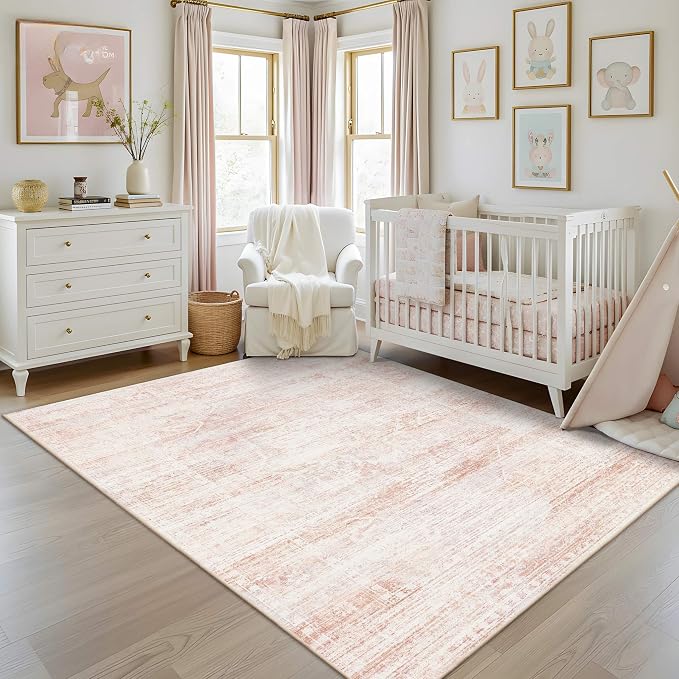 Latte&Fog 5x7 Pink Area Rugs for Girls Bedroom Washable Living Room Rugs | Non by LatteFog