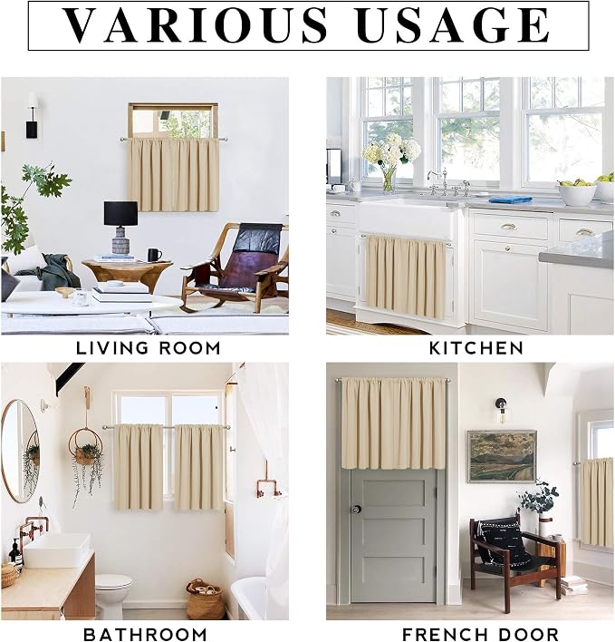 RYB HOME Short Curtains for Bedroom, Room Darkening Insulated | Rod Pocket - Image 7