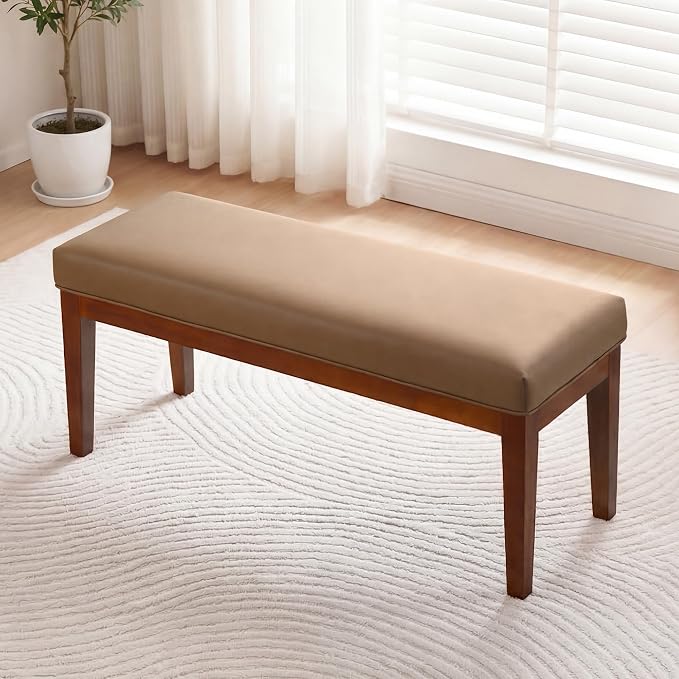 43.5" Upholstered Bedroom Bench, Faux Leather Entryway Bench by CACFTII