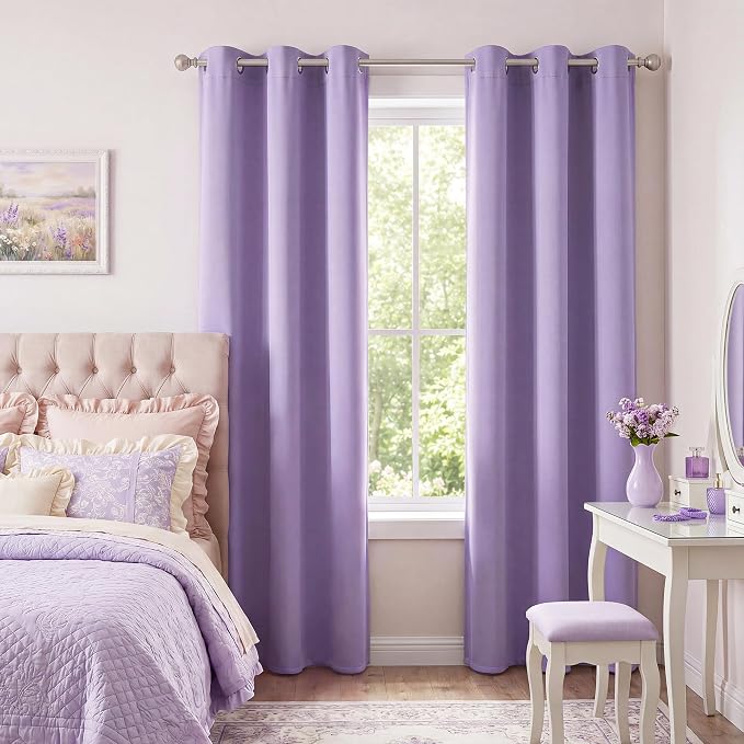 NICETOWN Room Darkening Curtains 96 Inches Long 2 Panels Lavender Purple - Image 5