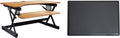 Rocelco 40" Large Height Adjustable Standing Desk Converter with Anti Fatigue Mat BUNDLE - Quick Sit Stand Up Computer Workstation Riser - Retractable Keyboard Tray - Black (R DADRT-40-MAFM)