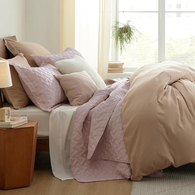 Bedsure Quilts Queen Size, Lightweight Comforter Set, Dusty Rose Bedspread | - Image 5