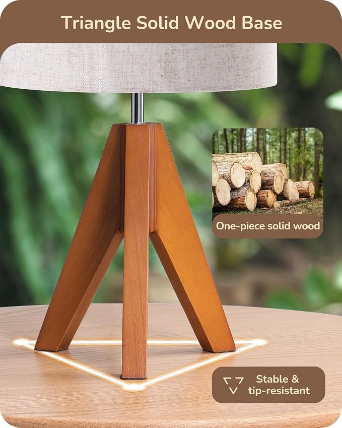EDISHINE Tripod Table Lamp, Small Cute Bedside Lamp, 14.2 Inch, E26 Base | - Image 2