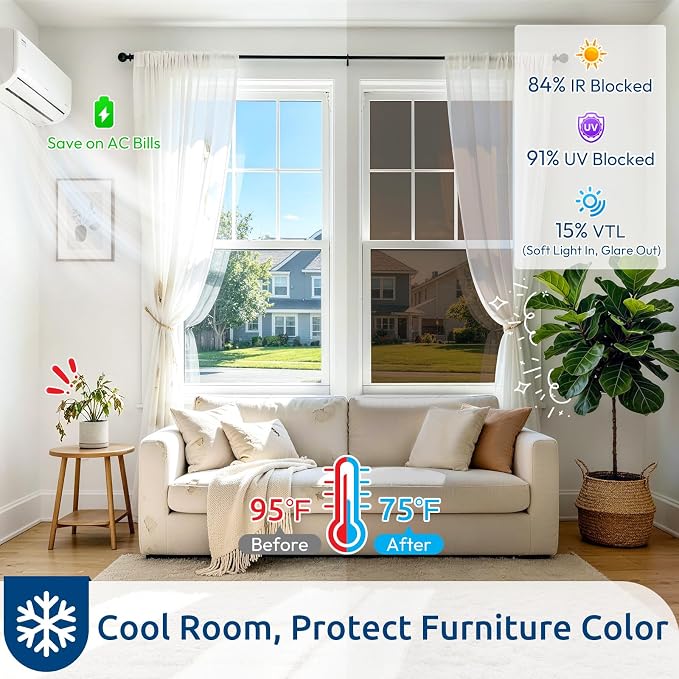 rabbitgoo Window Privacy Film One Way, 35.4" x 78.7", Heat Sun Blocking Anti UV - Image 2