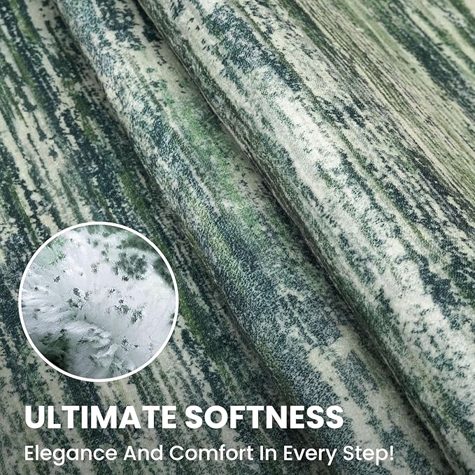 2x6 Modern Abstract Runner Rug for Hallways, Dark Green Super Soft Hallway Decor Kitchen Rugs with Non-Slip, Non-Shedding Washable Rug for Entryway Bedroom Indoor