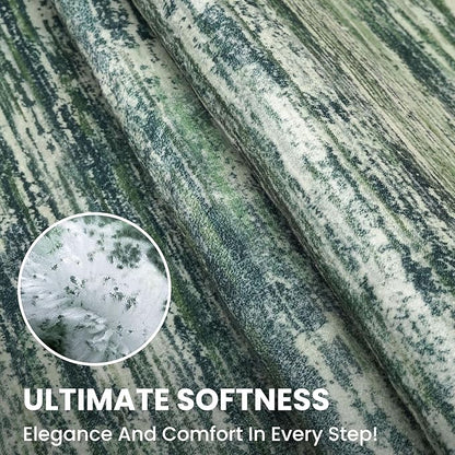 2x6 Modern Abstract Runner Rug for Hallways, Dark Green Super Soft Hallway Decor Kitchen Rugs with Non-Slip, Non-Shedding Washable Rug for Entryway Bedroom Indoor