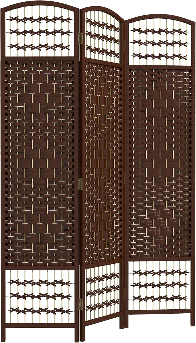 HOMCOM 3 Panel Room Divider, Folding Privacy Screen, Wave Fiber Freestanding by HOMCOM
