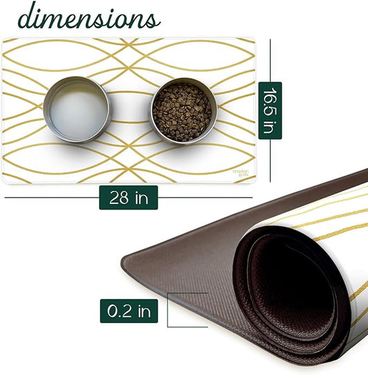 CROXTON & CO. Non-Slip Faux Leather Pet Feeding Mat for Dog Bowls | Large Bowl Mat for Food and Water | Durable, Easy-to-Clean Pet Food Mat for Floors | Size: 16.5"x18"