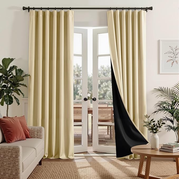 RYB HOME 100% Blackout Beige Curtains by RYBHOME
