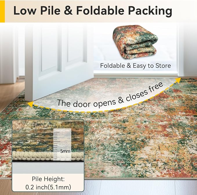 RELEANY Washable 5'x8' Abstract Area Rug - Image 6