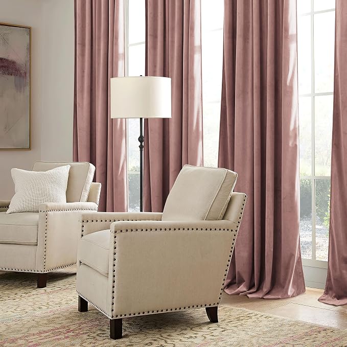 RYB HOME Velvet Curtains 102 inches Long, Extra Long High Ceiling Curtains | - Image 6