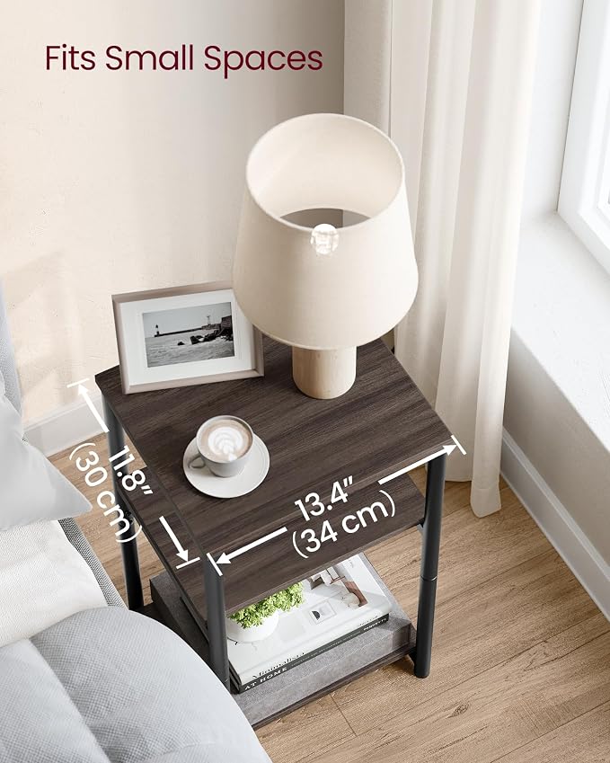 VASAGLE Side Table, Small End Table, Tall Nightstand, Steel Frame | - Image 5