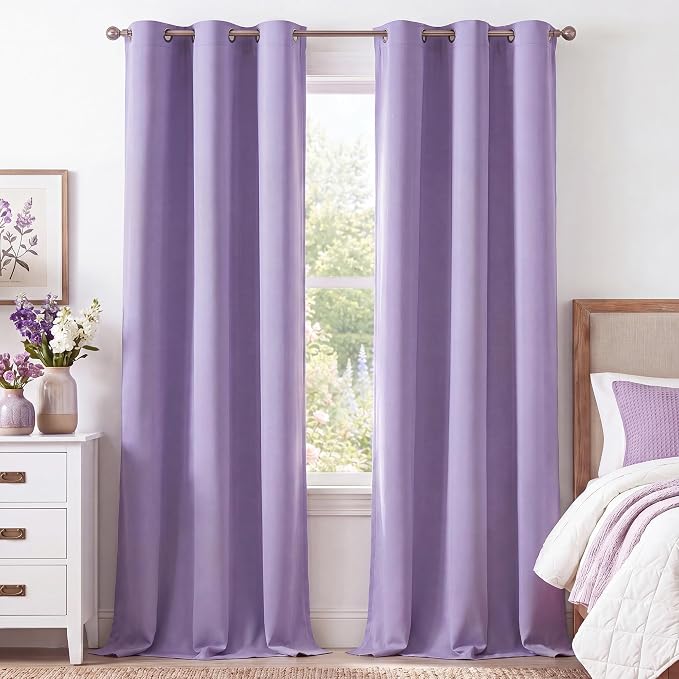 NICETOWN Room Darkening Curtains 96 Inches Long 2 Panels Lavender Purple by NICETOWN