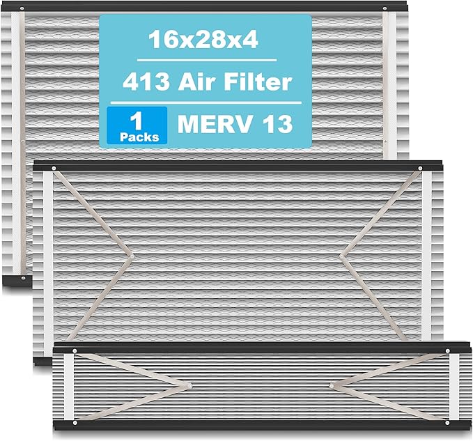 (1-Pack) 413 Replacement Filter Compatible with April-Aire Whole House Air Purifier 4400, 3413, 2416, 2413, 1610, 1413 MERV 10, Actual Size: 16.75" x 27.75" x 4", Nominal Size: 16''x28''x4''