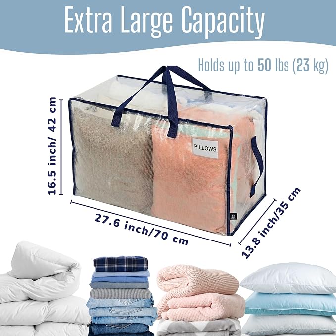 VENO 6 Pack Clear Extra Large Moving Bags & Storage Totes, Heavy Duty Organizer - Image 4