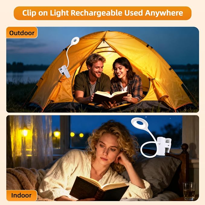 Akynite Clip on Light LED Desk Lamp 5 Brightness+5 Colors Rechargeable Lamp | - Image 7