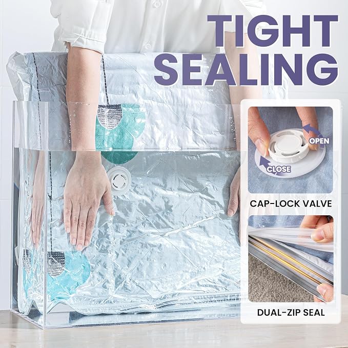 TAILI 6 Pack Vacuum Storage Bags, XXL Jumbo, Cream | Vacuum Seal Bags - Image 8