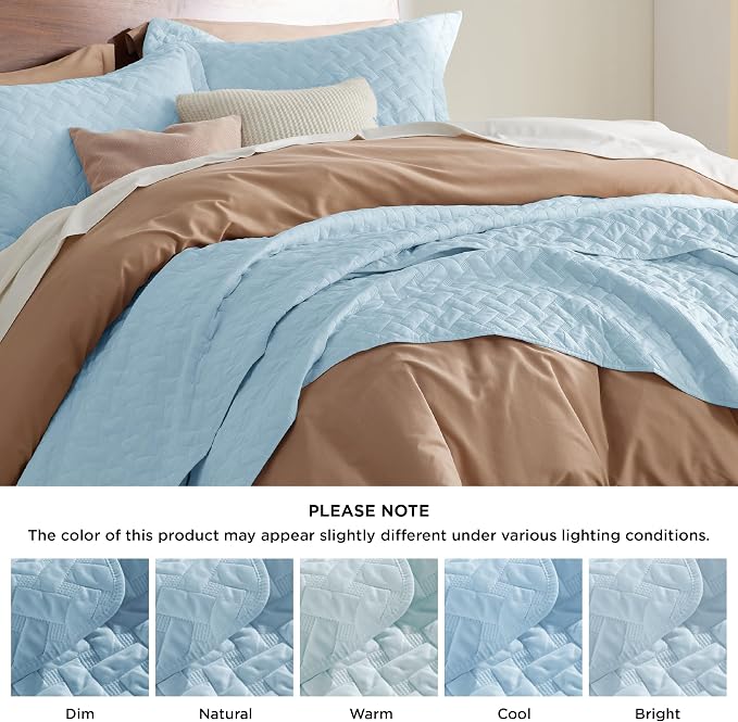 Bedsure Quilts Queen Size, Lightweight Comforter Set, Sky Blue Bedspread | - Image 7