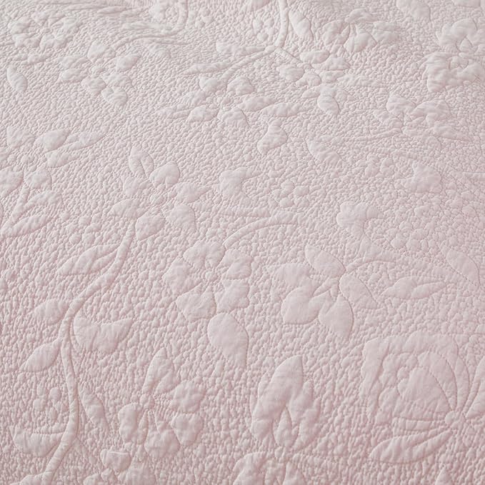 Brandream Light Pink Quilt Set King Size Cotton Shabby Chic Bedding Matelasse - Image 5