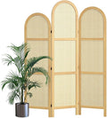 3-Panel Hand-Woven Rattan Room Divider, Tall Foldable Privacy Screen by Svimi