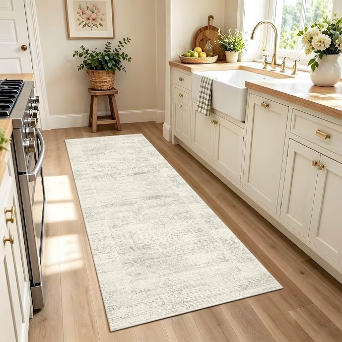 Latte&Fog Washable Hallway Runner Rug 2x6 Non Slip Ivory Rugs - Image 3