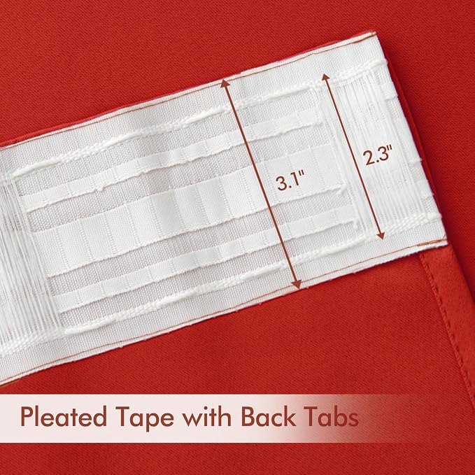 MIULEE Christmas Red Back Tab Blackout Curtains 52x102 Inch Long 2 Panels | Rod - Image 4