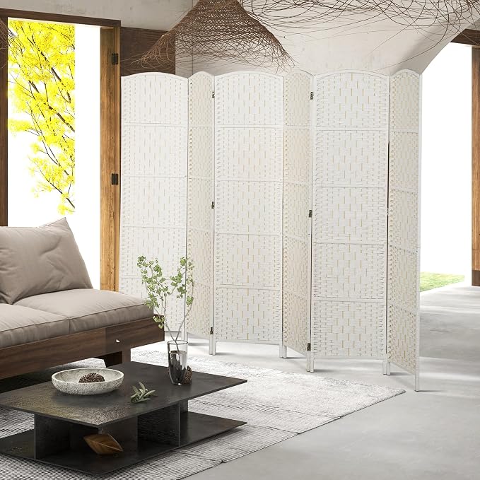 HOMCOM Room Divider 6 Panel Freestanding 6FT Tall Privacy Screen White | - Image 6